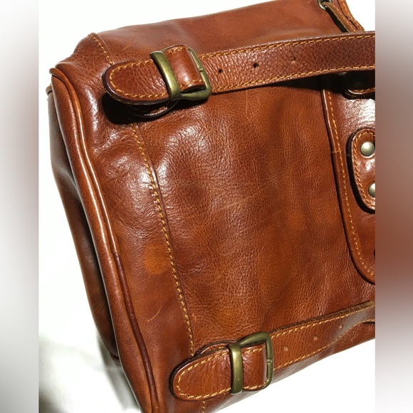 I Medici Firenze Italy Whiskey Brown Leather Rucksack Backpack Flap Buckle Snap - Picture 10 of 15